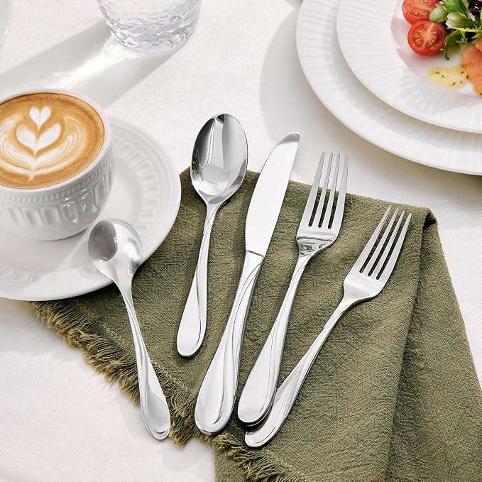 40-Piece Silverware Set Service for 8, Heavy Duty Stainless Steel Flatware Set,Cutlery Set for Home Kitchen Restaurant Wedding, Dishwasher Safe