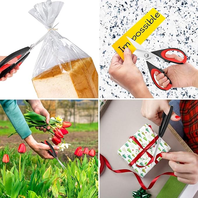 iBayam 3-Pack 8.7" Kitchen Scissors All Purpose Heavy Duty Shears w/Sheath | Soft Comfort Grip, Dishwasher Safe, Stainless Micro-Serrated Edge Blades, Cooking Poultry Herbs Meat Kitchen Utensils Gadgets