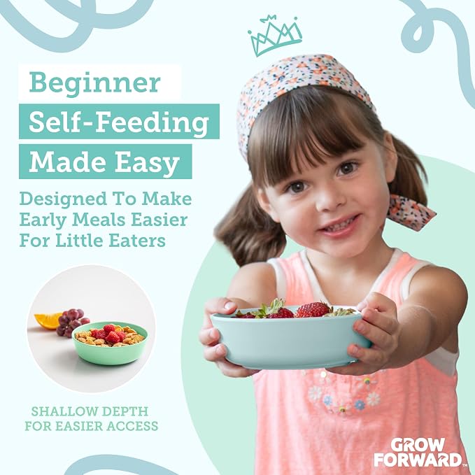 Grow Forward Bamboo Kids Plates and Bowls Sets - 8-Piece Dishwasher Safe Non Toxic Plates for Kids - Reusable Eco Friendly BPA Free Dishes Dinnerware Sets for Children - Rainforest