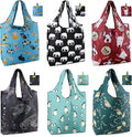 BeeGreen Animal Reusable Shopping Bags Cute Grocery Bag 6 Pack, Christmas Gift Bags Heavy-Duty Foldable Shopping Totes for Supermarket, Work & Travel, Large Washable Polyester Tote Bag with Handles