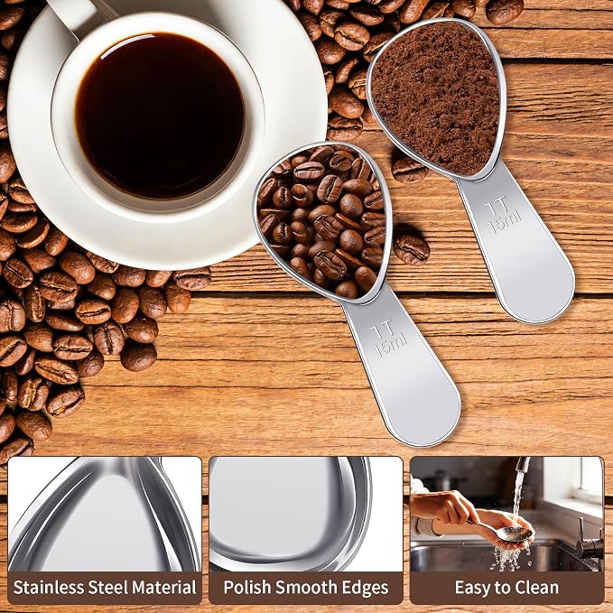 3 Pcs Coffee Scoop,1 Tbsp Coffe Spoons for Tea,Sugar,Flour or Coffe | 1 Tbsp Stainless Steel Measuring Spoon,Tablespoon,Short Handle,Laser Engraved Mark,Drop Resistant