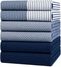 Premium Kitchen Towels 6 Pack 100% Cotton, 20"x28" Dish Towels - Navy Blue | Large Flat & Terry Kitchen Linen Set with Hanging Loops, Highly Absorbent for Washing and Drying Dishes