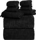 8 Piece Bath Towels Set, 2 Oversized 35 * 70 in Bath, 2 Hand, 4 Wash | Luxury Soft Microfiber, Super Absorbent Thick, Quick Dry, Shower Towels for Bathroom, Spa & Hotel, Black