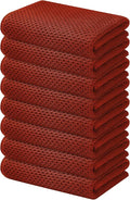 Kitinjoy 100% Cotton Waffle 8-Pack Kitchen Towels, 13" x 28", Rust | Super Soft, Ultra-Absorbent, Fast Drying, lightweight, Quick Drying Kitchen Hand Towels