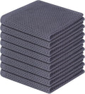 Homaxy 100% Cotton Waffle Weave Kitchen Dish Cloths 8-Pack, Dark Grey | 12 x 12 Inches, Ultra Soft Absorbent Dish Towels, Quick Drying Dish Rags with Hanging Loop
