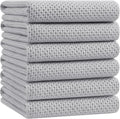 Homaxy 100% Cotton Oversized Waffle Weave Kitchen Towels 6-Pack, Light Gray | 20 x 28 Inches, Ultra Soft Absorbent Dish Towels, Quick Drying Large Cleaning Towels