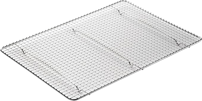 Winco 14" x 20" Silver/White 2/3 Size Wire Sheet Pan Grate | Elevates food to prevent sticking, Heavy-duty, Great for Entrees, Salads, Desserts and Appetizers