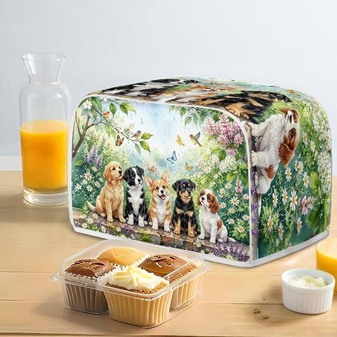 Corgi Rottweiler Print Toaster Cover Floral Butterfly Print Toaster Oven Cover Anti Fingerprint Bread Maker Machine Covers for Home