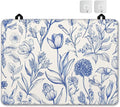 Retro Blue Floral Glass Top Stove Cover Protector,Spring Flower Stove Top Covers for Electric Stove,Washable Heat Resistant Cooktop Mat Anti-Slip Range Covers, 28 x 20 Inch