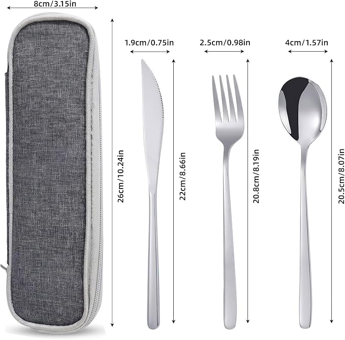 9 Pcs Portable Utensils Set Metal Straws Travel Cutlery Case Fork Spoon | Stainless Steel Utensils with Metal Straws & Cleaning Brush, Bottle Opener and Chopsticks, for Lunch Box Office & Travel