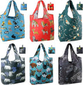 BeeGreen Animal Reusable Shopping Bags Cute Grocery Bag 6 Pack, Christmas Gift Bags Heavy-Duty Foldable Shopping Totes for Supermarket, Work & Travel, Large Washable Polyester Tote Bag with Handles