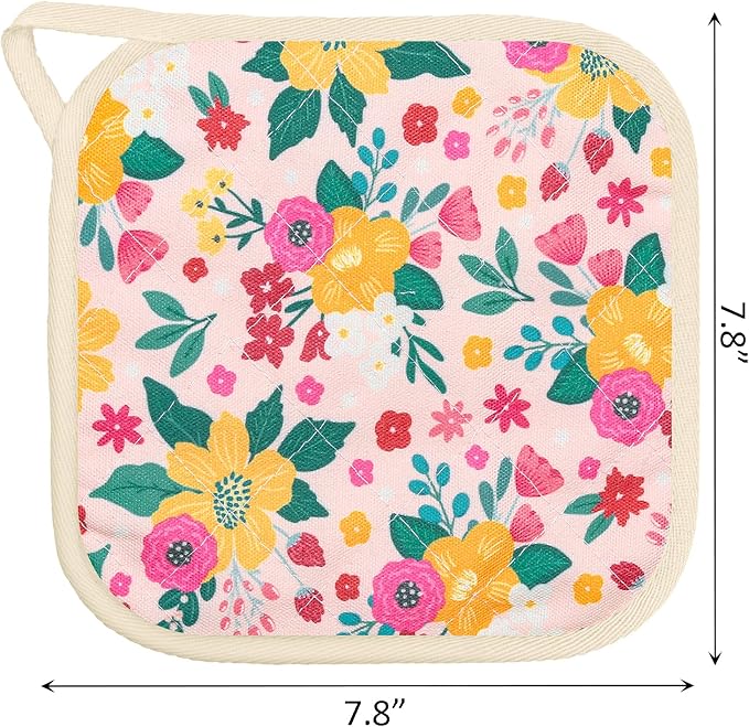 6 Pack Pot Holders 100% Cotton Heat Resistant Potholder, Machine Washable Pot Holder, Hot Pads, Table Pads for Cooking Baking (X)