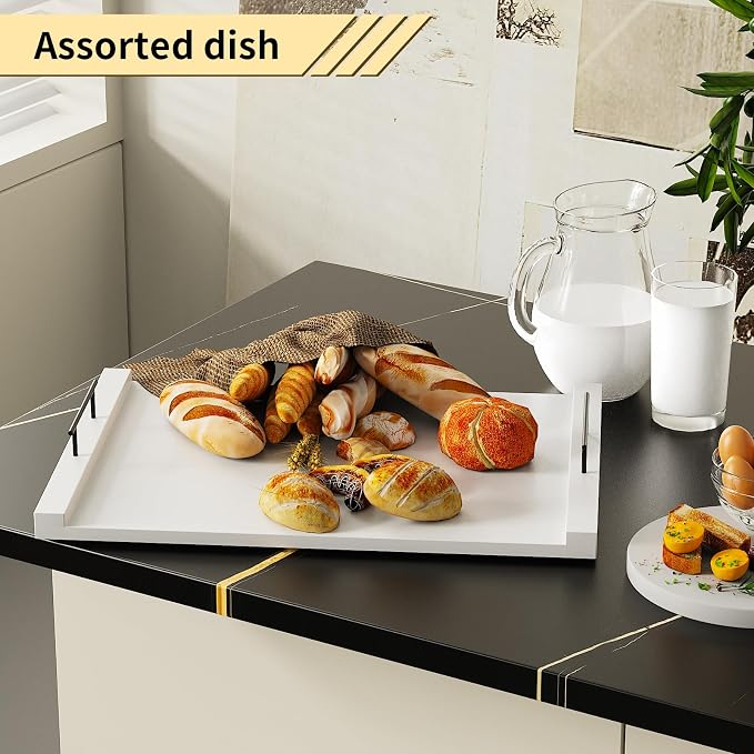 Noodle Board Stove Top Covers - White Wooden Stove Cover with Handles for Gas Burners & Electric Stove - 30 x 22 inches Kitchen Counter Extension