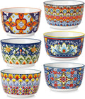 vancasso 8 Oz Ramekins Oven Safe Set of 6, Ceramic Baking Souffle Dishes | Bohemian Ramekins for Creme Brulee, Souffle, Custard, Pudding, Small Bowls for Snacks, Ice Cream, Microwave & Dishwasher Safe