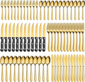 Pleafind 72Pcs Gold Silverware Set for 12 - Dishwasher Safe, Flatware Set with Steak Knives, Stainless Steel Cutlery Set, Include Forks Spoons and Knives Set, Utensil Sets for Home Restaurant