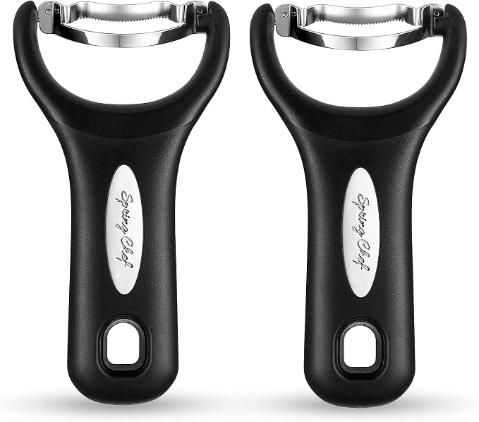 Spring Chef Stainless Steel Corn Peeler, Corn on the Cob Stripper Tool, 2Pk | Durable Corn Kernel Remover Tool with Ergonomic Handle – Easy to Use Kernel Cutter - Dishwasher Safe Corn Cutter, Black