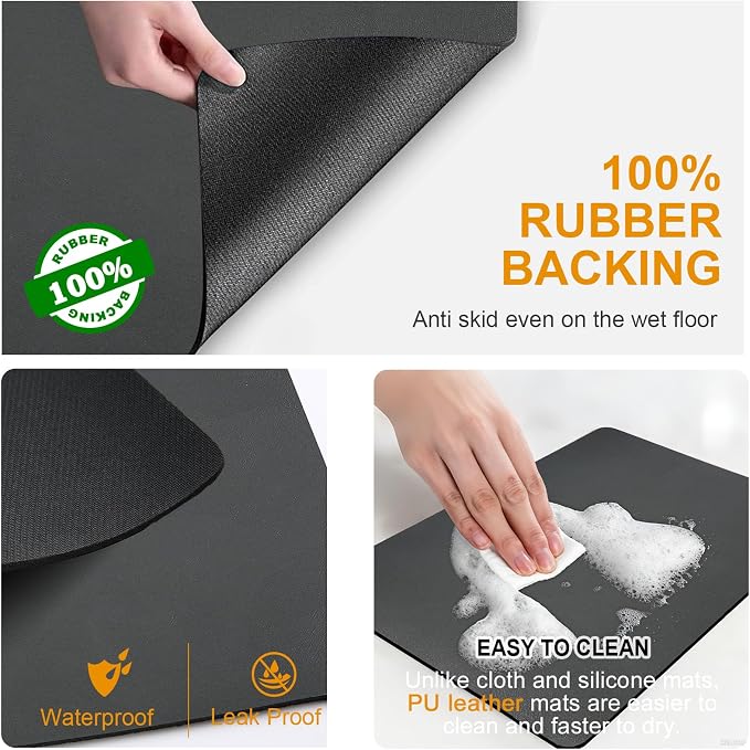 Dish Drying Mats for Kitchen Counter, Waterproof Coffee Mat for Countertop, Under Sink Mats, Coffee Bar Mat Accessories