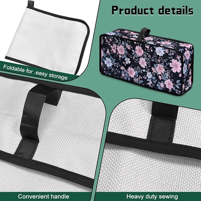 ZDCUSTOM Pink Blue Floral Toaster Dust Cover with Hanging Loop 2 Slice Long Slot Toaster Kitchen Small Appliance Bread Maker Machine Cover