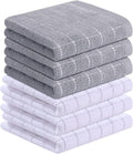 Homaxy 100% Cotton Terry Kitchen Towels, 6 Pack, White and Light Grey | Ultra Soft and Absorbent Dish Towels for Kitchen, Suitable for Drying and Washing Dishes
