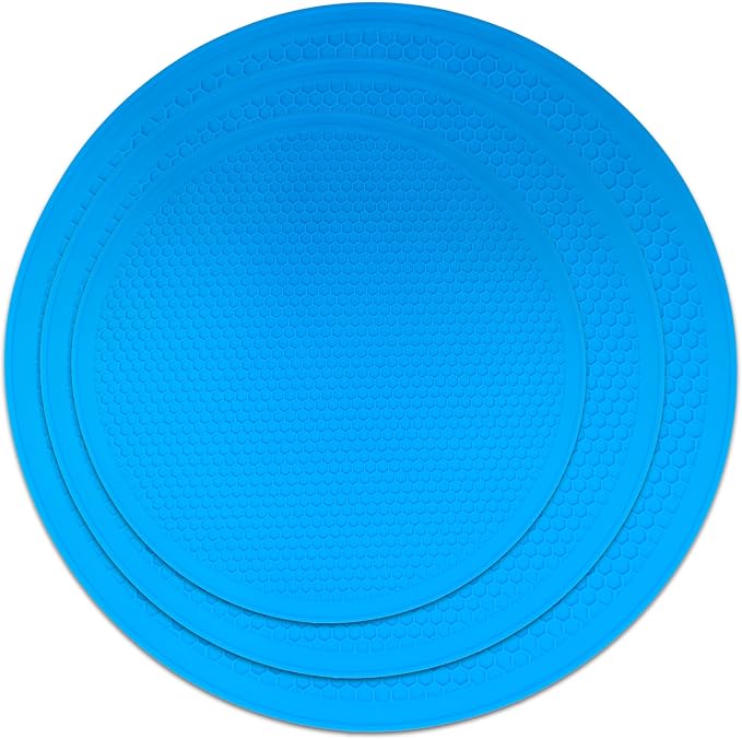 8 10 12 Inch Microwave mat, Trivet, Multi-Purpose Hot Pad,Pot Holder,Baking,Drying, Silicone mats for Microwave,Dishwasher Safe - Splatter Guard, Set of 3,Grey,Blue