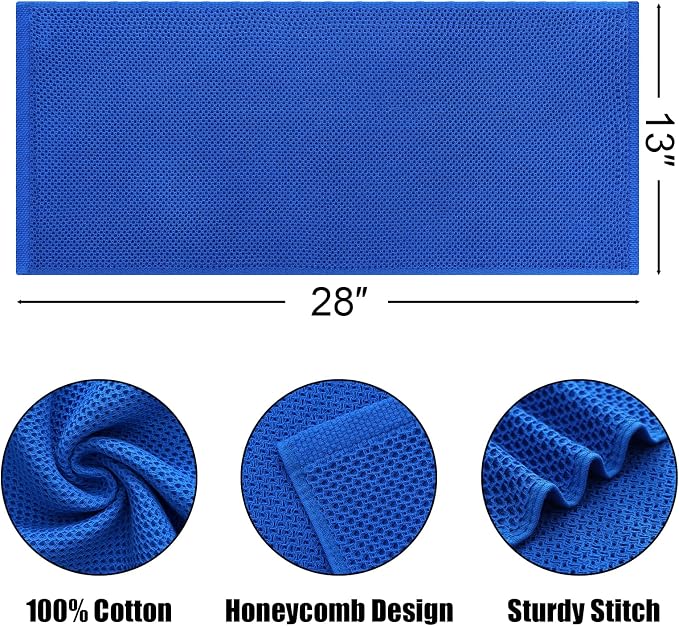 Kitinjoy 100% Cotton Waffle 4-Pack Kitchen Towels, 13" x 28", Blueberry | Super Soft, Ultra-Absorbent, Fast Drying, lightweight, Quick Drying Kitchen Hand Towels