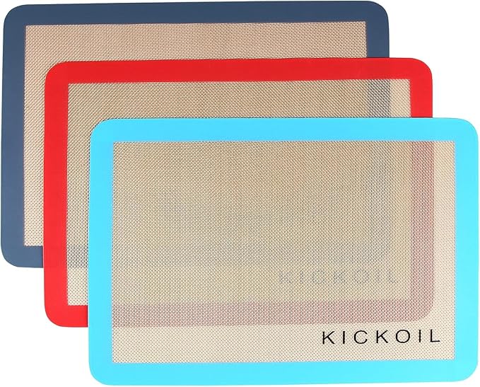 Silicone Baking Mats Set of 3, Non-Stick Reusable BPA-Free Oven Liners | Non Slip Silicone Baking Sheet for Cookies, Macarons, Bread and Pastry, Dishwasher Safe, 11.6'' x 8.5''(Quarter)