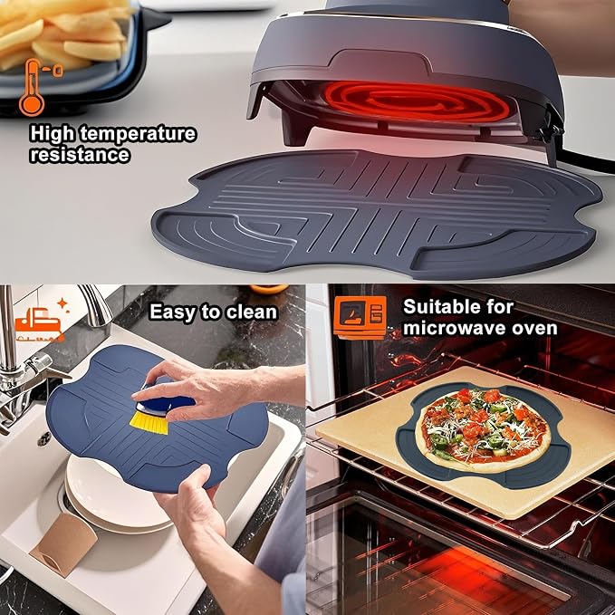 Jiozermi Silicone Trivet for Ninja Crispi Air Fryer, Dark Grey | Universal Heat Resistant Mat, Non-Slip Design, Multi-Functional Accessory, Fit Ninja FN101GY/FN101SG/FN101ST