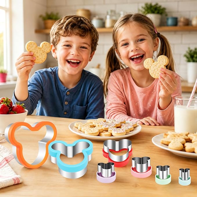 laxizar 8 Pcs Mickey Cookie Cutters Set Stainless Steel Biscuit Cutter