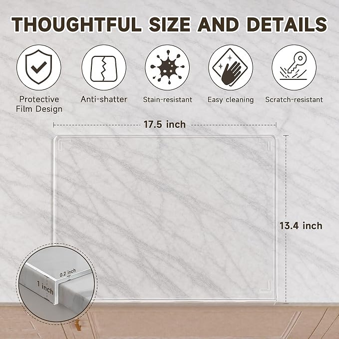 SWSKR 2PCS Clear Acrylic Cutting Board with Juice Groove 17.5"x13.5" | Non-Slip Base, Clear Cutting Board with Counter Lip, Cutting Boards for Kitchen Countertop, Dough Mat, Kitchen Gadgets 2026