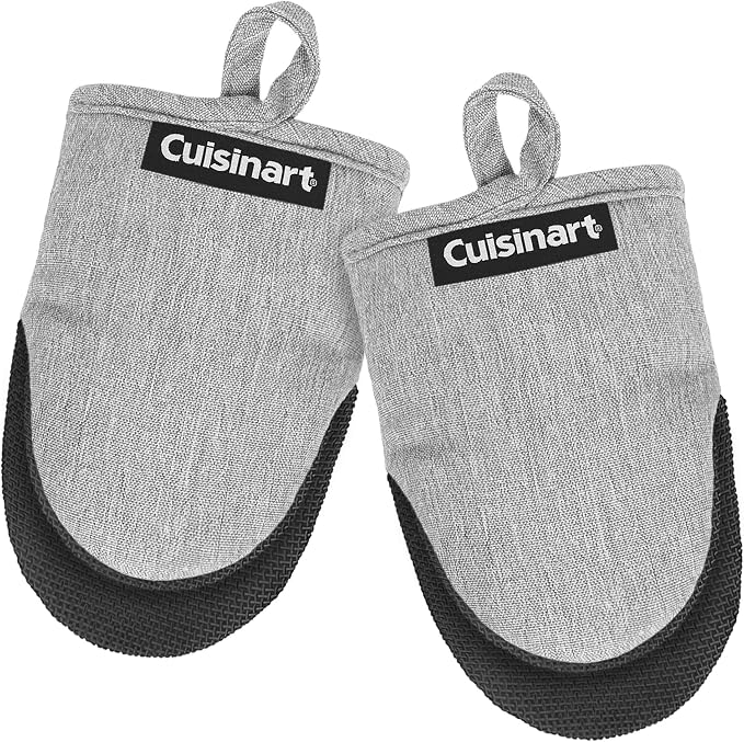 Cuisinart Mini Oven Mitts, 2-Pack, Neoprene Grip, Heat Resistant 350F | Cotton-lined, non-slip neoprene palm, ambidextrous design, ideal for smaller hands and everyday cooking