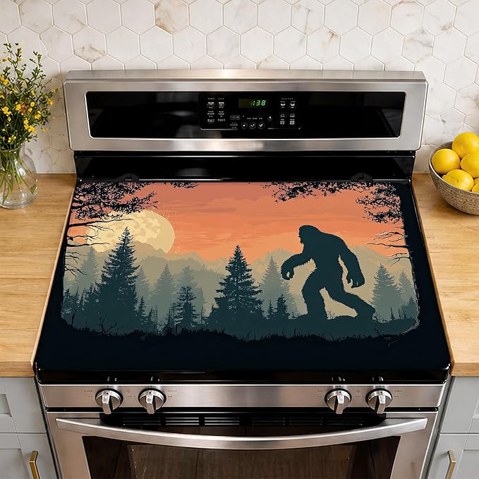 Big Foot Stove Top Covers for Electric Stove,Sunset Forest Electric Gas Stove Pad Heat Resistant Range Cooktop Protector for Home Decor Kitchen 28.5"x20.5"