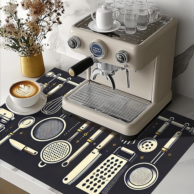 HOMETITUTE Stove Top Cover 28x20 Utensil Design Heat Resistant Mat