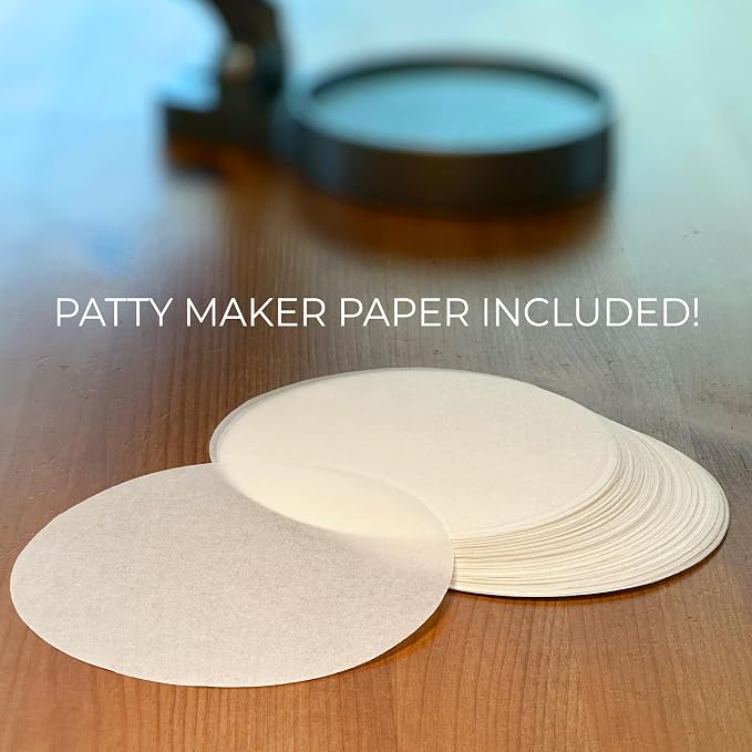 Shop Square Burger Press Patty Maker – Adjustable Thickness (1/4 lb to 3/4 lb) with Ejector – Non-Stick, for Burgers, Crab Cakes & Sausage – Includes Patty Paper