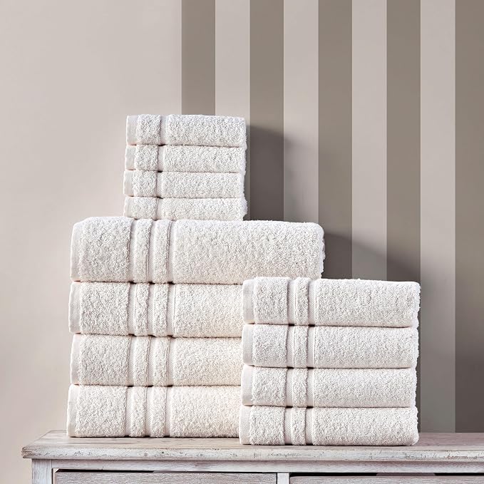 Hawmam Linen Sea Salt Cream Bath Towels 4 Pack Soft and Absorbent, Premium Quality Perfect for Daily Use 100% Cotton Towel 600 GSM