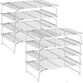LIANYU 4-Tier Stackable Cooling Rack for Cooking & Baking, 10"x15", 2 Pack | Stainless Steel Collapsible Cooling Rack for Cookies, Cakes, Baking Wire Racks Fits Jelly Roll Pan, Oven & Dishwasher Safe