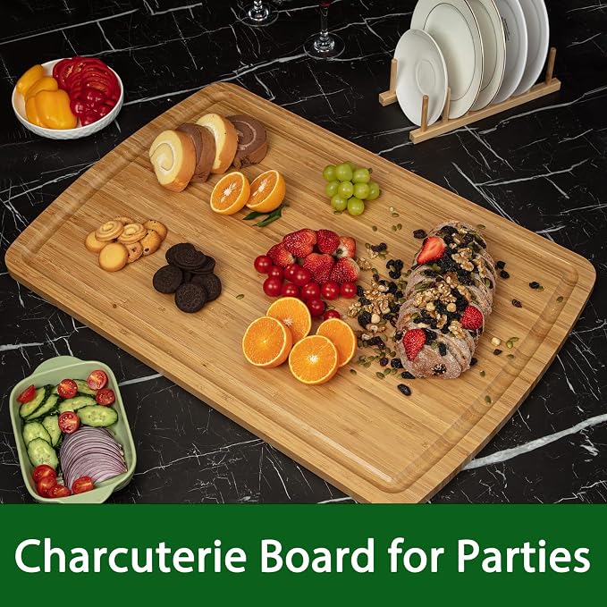 GarveeHome 30 x 20 Extra Large Cutting Board, Bamboo Stove Top Cover, Over the Sink Cutting Board with Juice Groove, Heavy Duty Charcuterie Board for Kitchen