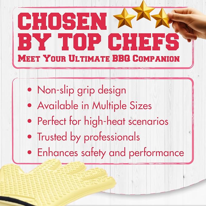 KITCHEN PERFECTION S Silicone Smoker BBQ Gloves - Heat Resistant Oven Mitts | Made For Women, Waterproof, 5-Finger Design For A Better Grip, For Meat Smoking, Grilling, Cooking, Frying Turkey, Grill Gift