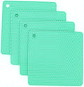 Silicone Trivets for Hot Dishes, Pots and Pans, Hot Pads for Kitchen, Green Silicone Pot Holders Mats for Kitchen Quartz Counter Heat Resistant Mat, Flexible Table Plate Trivet Mat Set 4