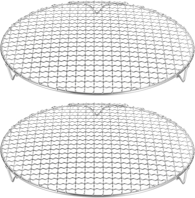 HARFINGTON 2pcs Round Cooking Rack 11.6-inch 201 Stainless Steel Cross Wire Barbecue Grill Net with 20mm Legs for Cooking Baking Steaming BBQ