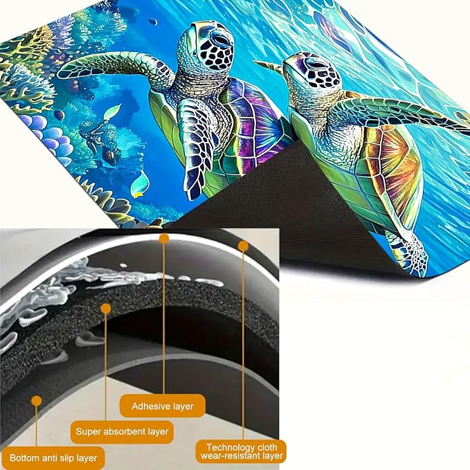 HOMETITUTE Sea Turtle Stove Top Cover 28x20 Diatomite Heat Resistant Mat