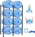 Klvied 5 Gal Heavy Duty Jug Rack, 8 Slot Double Row | Steel frame, built-in lifter, holds 8 bottles, for kitchen office gym garage