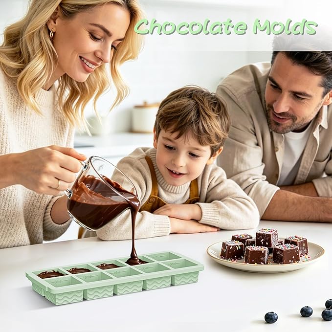 3-Pack Ice Cube Trays with Lid, 10 Cubes 2 Tbsp, Silicone Tray for Freezer | BPA Free, Leak-proof Lid, Freeze Ice Cubes, Chocolates, Sauces, Juices, Fruit Purees, Meal Prep, Cocktail, Coffee, Soup, Food