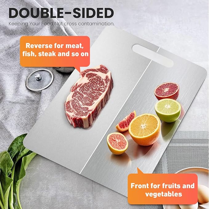 Titanium Cutting Board,100% Pure Titanium Cutting Boards for Kitchen,Food-Grade Double Side Available Non Toxic Chopping Board,Dishwasher Safe Hygiene Durable Boards(1PC-M)