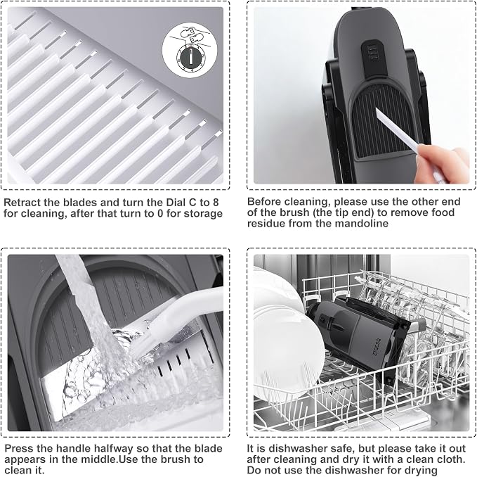 Safe Mandoline Slicer for Kitchen, Vegetable & Food Cutter (Only Slice) | Thickness Adjustable 0.1-8 mm, Potato Slicer for Chips, Easy to Clean, Storage, Kitchen Faster Slice, Dishwasher-safe (Black)