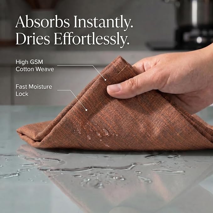 Urban Villa Kitchen Towels Cotton Dish Towels 20”x30” (Set of 6) Blk/Orange