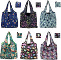 Foldable Reusable Shopping Bags,6 Pack Heavy Duty Tote for Grocery | Lightweight Polyester, machine washable. Compact fold fits in purse. Sturdy 50lb capacity. Great for groceries&travel,Beach