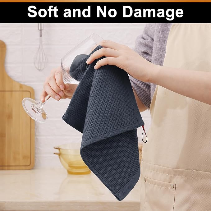 Homaxy 100% Cotton Waffle Weave Kitchen Towels, 12 Pack, Multiple Colour | Soft and Absorbent Dish Towels, 16 x 26 Inches Quick Dry Hand Towels