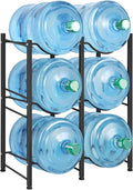 LIANTRAL 5 Gallon Water Bottle Holder, 3 Tiers Black Double Row Water Rack | Heavy Duty Water Cooler Jug Rack with 6 Slots for Home Kitchen