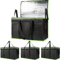 Bodaon 4-Pack Cooler Insulated Food Delivery Bag, Rideshare Delivery Bag, XXX-Large Thermal Bags for Catering/Hot Pizza, Travel/Camping/Picnic/Grocery Reusable Warmer Frozen, Black-Green Edge
