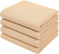 Homaxy 100% Cotton Waffle Weave Kitchen Dish Towels 4-Pack, Apricot | 13 x 28 Inches, Ultra Soft Absorbent Dish Towels, Quick Drying Cleaning Towels